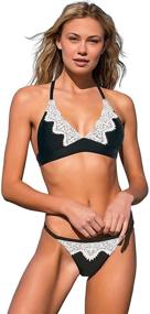 img 1 attached to 👙 RELLECIGA Lace Triangle Bikini Top with Cheeky Brazilian Bottoms for Women