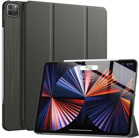 img 4 attached to 📱 Soke New iPad Pro 12.9 Case 2021: Slim Trifold Stand, Apple Pencil Charging, Auto Wake/Sleep, Dark Grey