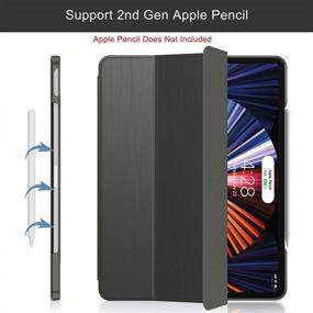 img 1 attached to 📱 Soke New iPad Pro 12.9 Case 2021: Slim Trifold Stand, Apple Pencil Charging, Auto Wake/Sleep, Dark Grey