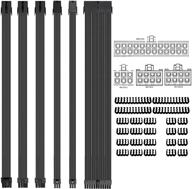 🔌 enhance your power supply with kotto braided atx sleeved cable extension kit - 6 pack, including cable comb - 24-pin, 8-pin, 6-pin connectors in black logo
