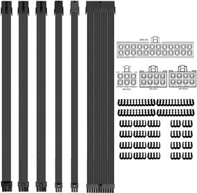 img 4 attached to 🔌 Enhance Your Power Supply with KOTTO Braided ATX Sleeved Cable Extension Kit - 6 Pack, Including Cable Comb - 24-Pin, 8-Pin, 6-Pin Connectors in Black