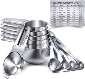 img 4 attached to 🥄 U-Taste 15-Piece Stainless Steel Measuring Cups and Spoons Set with Magnetic Conversion Chart