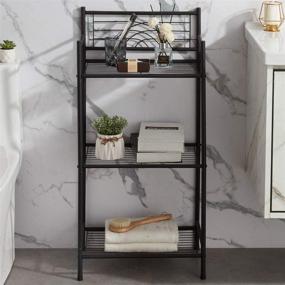 img 2 attached to 🏢 LEEDA 3-Tier Freestanding Heavy-Duty Metal Shelving Unit | Ideal for Organizing Kitchen, Bathroom, Office | Display Plants, Flowers, Bath Essentials | Black