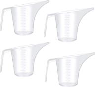 🍶 fireboomoon 4 pack plastic funnel pitcher - large capacity measuring cup with long spout for bakeware molds, pancake batter, muffin, cakes, soap making - 4 cups/32 ounces/1000 ml logo