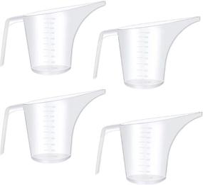 img 4 attached to 🍶 Fireboomoon 4 Pack Plastic Funnel Pitcher - Large Capacity Measuring Cup with Long Spout for Bakeware Molds, Pancake Batter, Muffin, Cakes, Soap Making - 4 Cups/32 Ounces/1000 ml