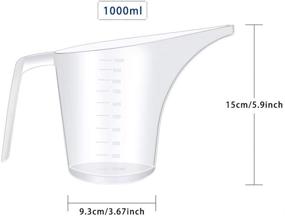 img 3 attached to 🍶 Fireboomoon 4 Pack Plastic Funnel Pitcher - Large Capacity Measuring Cup with Long Spout for Bakeware Molds, Pancake Batter, Muffin, Cakes, Soap Making - 4 Cups/32 Ounces/1000 ml