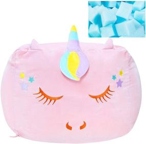 img 4 attached to Transform Your Girl's Room with Yoweenton Unicorn Bean Bag Chair - Soft Velvet Fabric, Foam Filling, Perfect Stuffed Toy Gift for Kids