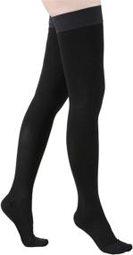 img 4 attached to 🧦 KEKING Thigh High Compression Stockings - Closed Toe, Opaque - 20-30mmHg Graduated Compression for Men & Women - Silicone Band for Leg Support - Black Large