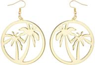 🌴 stylish gold tone palm trees summer earrings - lux accessories circle dangle logo