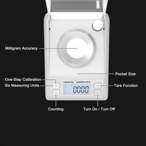 img 2 attached to 📏 MAXUS Dante Digital Milligram Scale 50g x 0.001g: Accurate Weighing with Calibration Weight, Scoop, Pan, and Tweezers - Silver Edition