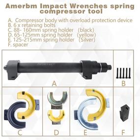 img 2 attached to 💪 Amerbm Macpherson Interchangeable Fork Spring Compressor Tool Set with Safety Guard & Carrying Case - Impact Wrech Compatible