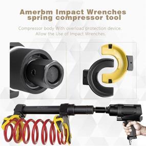 img 1 attached to 💪 Amerbm Macpherson Interchangeable Fork Spring Compressor Tool Set with Safety Guard & Carrying Case - Impact Wrech Compatible