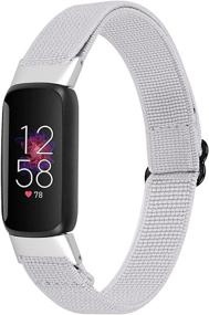 img 3 attached to 📿 Очаровательные резиновые браслеты для Fitbit Luxe - Заменяемый ремешок для женщин и мужчин, большие и маленькие размеры, ткань вентилируемые петли на запястье.