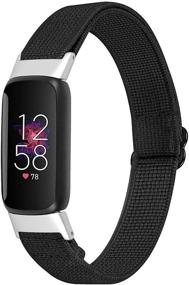 img 2 attached to 📿 Очаровательные резиновые браслеты для Fitbit Luxe - Заменяемый ремешок для женщин и мужчин, большие и маленькие размеры, ткань вентилируемые петли на запястье.