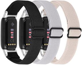 img 4 attached to 📿 Очаровательные резиновые браслеты для Fitbit Luxe - Заменяемый ремешок для женщин и мужчин, большие и маленькие размеры, ткань вентилируемые петли на запястье.