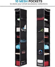 img 2 attached to 👠 ZOBER 10-Shelf Hanging Shoe Organizer (1 Pack) - Space Saving Shoe Holder & Storage for Closet - Hanging Closet Shoe Organizer with Side Mesh Pockets - Ideal for Shoes, Purses, Handbags, and More