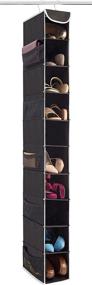 img 4 attached to 👠 ZOBER 10-Shelf Hanging Shoe Organizer (1 Pack) - Space Saving Shoe Holder & Storage for Closet - Hanging Closet Shoe Organizer with Side Mesh Pockets - Ideal for Shoes, Purses, Handbags, and More