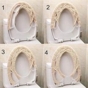 img 3 attached to 🚽 SENOMOR Toilet Seat Cover - Soft and Thicker Bathroom Warmer with Snaps, Stretchable & Washable Fiber Cloth Pads for Easy Installation and Cleaning (Beige)