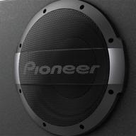 🔊 pioneer ts-wx1010la 10-дюймовый неглубокий крепкий корпус с встроенным усилителем логотип