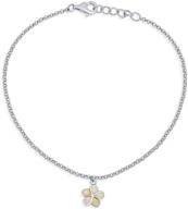 серебряный настраиваемый анклет с белым опалом plumeria flower - стильный браслет на щиколотку из звена с вкладкой для женщин. логотип