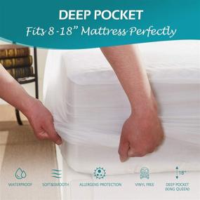 img 1 attached to 🌧️ Ultimate Protection: 2 Pack Waterproof King Size Mattress Protector – Deep Pocket Fitted Cover up to 18” – Soft Knitted Breathable Fabric