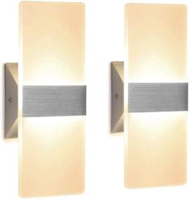 img 4 attached to 💡 Set of 2 LED Wall Sconces, 12W Modern Wall Lamp in Warm White, Acrylic Hardwired Wall Mounted Lights