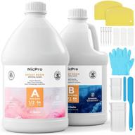 nicpro crystal clear epoxy resin bulk kit - 1 gallon, perfect for craft, tumblers, wood tabletops, molds pigment river tables, bar tops, coating and casting - includes silicone sticks & measuring cups logo