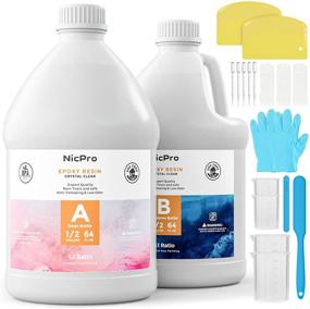 img 4 attached to Nicpro Crystal Clear Epoxy Resin Bulk Kit - 1 Gallon, Perfect for Craft, Tumblers, Wood Tabletops, Molds Pigment River Tables, Bar Tops, Coating and Casting - Includes Silicone Sticks & Measuring Cups