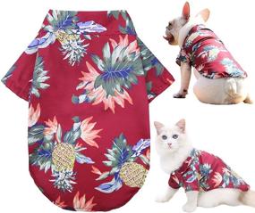 img 4 attached to Hawaiian Dog Shirt Puppy Clothes, Summer Beach Flower Pineapple Pet Outfit Coat, Cool Lapel Jacket Costume, Dog Apparel for Small Medium Large Extra Large Boy Girl Cats Kitten by Brocarp