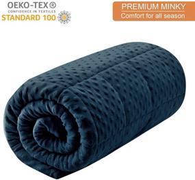 img 3 attached to 🛌 Huloo Sleep Weighted Blanket Twin 15lbs for Adults - Navy Blue 48x78 - Soft Breathable Minky, All Season Heavy Blanket with Premium Glass Beads