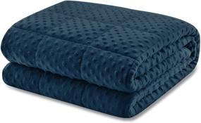 img 4 attached to 🛌 Huloo Sleep Weighted Blanket Twin 15lbs for Adults - Navy Blue 48x78 - Soft Breathable Minky, All Season Heavy Blanket with Premium Glass Beads