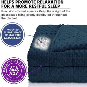 img 2 attached to 🛌 Huloo Sleep Weighted Blanket Twin 15lbs for Adults - Navy Blue 48x78 - Soft Breathable Minky, All Season Heavy Blanket with Premium Glass Beads