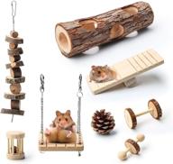 🐹 8-piece coolrunner hamster chew toy set with dumbbell, unicycle, ball swing, hollow tree trunk, pine cones, bell roller, seesaw, molar string – teeth care molar toy included логотип