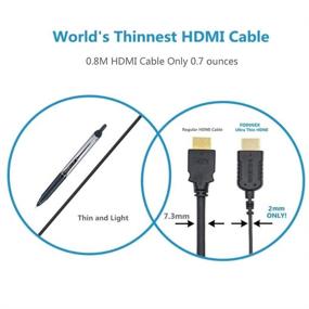img 2 attached to Super Flexible Slim HDMI Cable - Ultra Thin 2.6 FT 4K, HDMI 2.0 Cord with High Speed, 🔌 Supports 3D, Ethernet, ARC, HDR - World's Thinnest HDMI Cables for Gimbal, Nintendo Switch, PS4, Xbox, PC, TV, Monitor