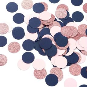 img 4 attached to 🎉 Navy Blue Pink Rose Gold Biodegradable Confetti: 300pcs Round Table Sprinkles for Birthday, Graduation, Wedding & Baby Shower Party Decorations - Lasting Surprise!