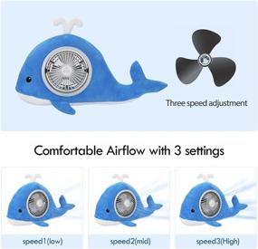 img 1 attached to 🐋 PIKRONSH Desk Fan USB Rechargeable - Portable Personal Fan with 3 Adjustable Speeds & 45° Flexible Design - Cute Small Fan for Indoor & Outdoor (Whale)