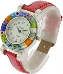 img 3 attached to GlassOfVenice Serena Murano Millefiori Leather Women's Watches