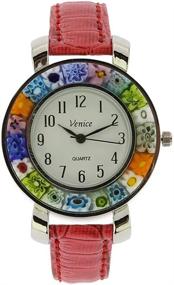 img 4 attached to GlassOfVenice Serena Murano Millefiori Leather Women's Watches