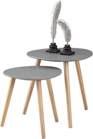 img 2 attached to Gray and Light Oak Oslo Nesting End Tables by Convenience Concepts