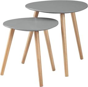 img 4 attached to Gray and Light Oak Oslo Nesting End Tables by Convenience Concepts