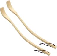 🖐️ set of 2 extendable traditional oversize curved wooden back scratchers for men and women, 17" long with unique ergonomic handle logo