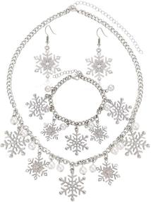 img 4 attached to YINL Christmas Snowflake Necklace Bracelet