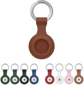 img 4 attached to 🔑 Air Tag Case: Portable, Protective Silicone Holder with Keychain for AirTags - 1 Pack (Brown)