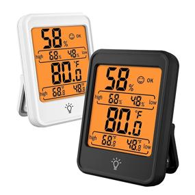 img 4 attached to 🌡️ 2-Pack Indoor Thermometer Digital Hygrometer - Backlit, for Bedroom, Baby Room, Wine Cellar, Flower Room, Lab - Battery Included