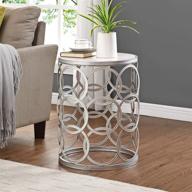 firstime & co. silver interlocking circles marblized table, american designed - sleek & stylish accent furniture for any space - silver, 16.75 x 16.75 x 22 inches logo