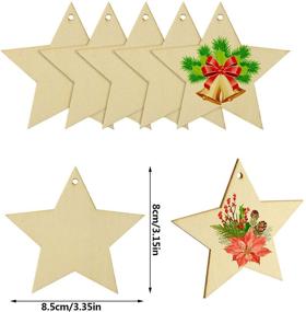 img 3 attached to 50 Natural Wooden Star Cutouts-Unfinished with Pre-drilled 🌟 Holes & Twine for DIY Crafts, Christmas Decorations, Party Embellishments