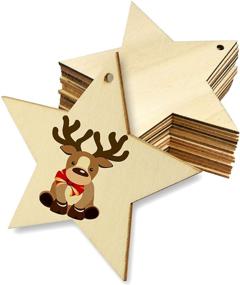 img 2 attached to 50 Natural Wooden Star Cutouts-Unfinished with Pre-drilled 🌟 Holes & Twine for DIY Crafts, Christmas Decorations, Party Embellishments