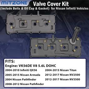 img 3 attached to 2004-2016 Nissan Armada NV2500 NV3500 Pathfinder Titan Infiniti QX56 5.6L Valve Cover Set with 🚗 Bolts, Oil Cap, Gaskets, Spark Plug Tube Seals, and PCV Valve - Compatible with #13264-ZE01A 13264-ZE00A