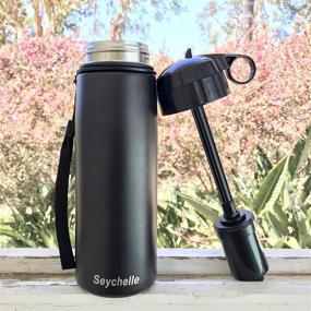 img 2 attached to 🍶 Seychelle Stainless Steel Alkaline Water Bottle: Insulated & Filtered - 26oz (Matte Black)