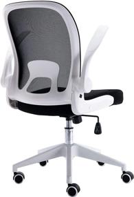 img 3 attached to 🪑 Huntor Ergonomic Office Chair: High-Performance Mesh Desk Chair with Flip-up Arms in Sleek White Shade